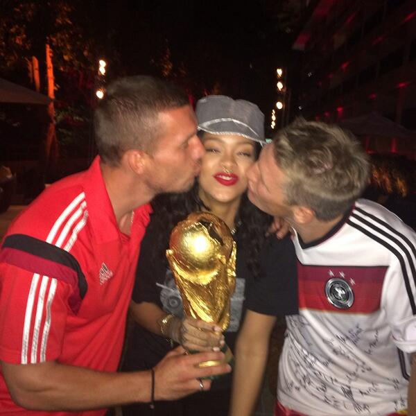 Lukas Podolski, Rihanna och Bastian Schweinsteiger.